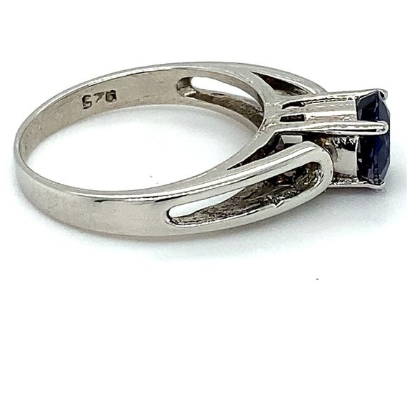 iolite 1.22ct Platinum Finish Solid Silver Ring - Picture 4 of 7